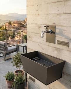 Fontana da Parete Giardino con Rubinetto e Vasca Dimensioni 45x29xh 20cm - peso 8,5 kg capacit� vasca 28 Lt, con rubinetto, Garantita contro la ruggine Colore Antacite