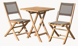Set da giardino pieghevole in legno di teak Fun, set da 3