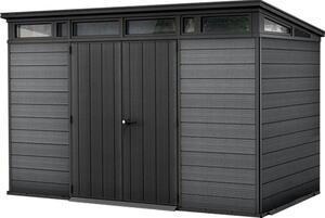 Casetta da giardino Keter Cortina 117 - 342x218x226cm - plastica - grigio - Evotech - resistente alle intemperie + senza manutenzione