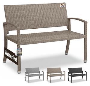 Casaria Panchina da Giardino Polyrattan 2 Posti 122x90x58cm 320kg Panca da Esterno Terrazzo Balcone