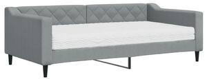 VidaXL Letto da giorno con materasso grigio chiaro 90x190 cm in tessuto