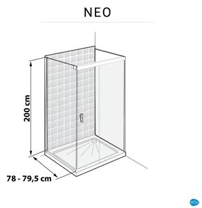 Lato fisso per porta doccia L 78, H 200 cm, vetro 8 mm trasparente cromato
