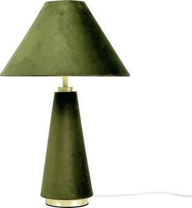 Lampada da tavolo Relaxdays, paralume in velluto e base in metallo, E14, A x P: 47 x 30 cm, lampada da comodino con cavo, camera da letto, verde oliva/oro