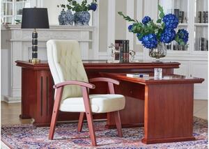 Poltrona ufficio ospiti classica pelle beige CONSUL
