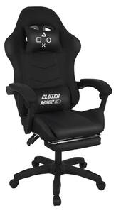 Clutch - Sedia da Gaming Ergonomica con Cuscino Lombare Poggiatesta e Poggiapiedi in PVC Nera