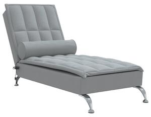 Chaise longue da massaggio con cuscino Tessuto grigio chiaro