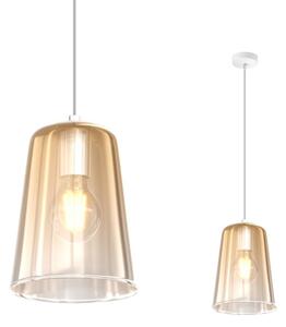 Sospensione top light shaded 1164bi s1 am e27 led vetro ambra metallo bianco - Top Light