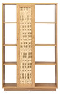 Libreria separatrice con ripiani in finitura legno chiaro rovere e intreccio di rattan L100 cm ALICANTE