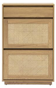 Mobile per scarpe finitura legno chiaro quercia e intreccio di rattan L70 cm ALICANTE