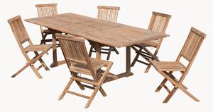 Set da pranzo da giardino in legno di teak Fun con foro per ombrellone, set da 7