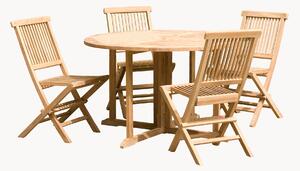 Set da pranzo da giardino in legno di teak Fun con foro per ombrellone, set da 5