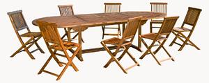 Set da pranzo da giardino in legno di teak con foro per ombrellone Maeva, set da 9