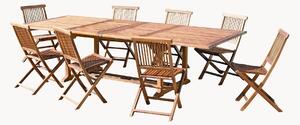 Set da pranzo da giardino in legno di teak con foro per ombrellone Maeva, set da 9