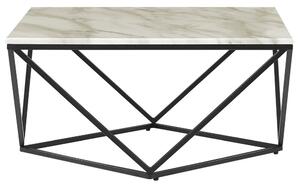 Tavolino da caffè di colore beige nero 80 x 80 cm MDF effetto marmo soggiorno Beliani