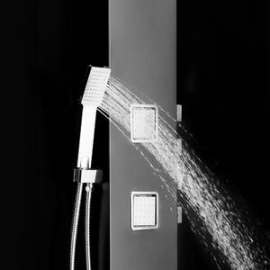 Colonna doccia idromassaggio Holoma con miscelatore termostatico nero lucido 4 getti