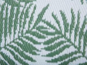 Tappeto per esterno Verde scuro PP 90x150 cm Motivo foglia di palma reversibile Beliani