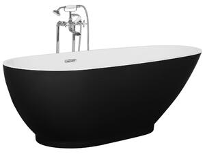 Vasca da bagno freestanding in acrilico sanitario singolo bianco e Nero 173 x 82 cm ovale dal design moderno Beliani