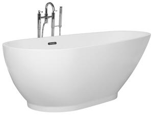 Vasca da bagno freestanding bianco sanitario acrilico singolo 173 x 82 cm ovale dal design moderno Beliani