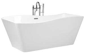 Vasca da bagno freestanding bianco sanitario acrilico singolo 170 x 78 cm ondulato rettangolare design moderno Beliani