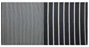 Tappeto per esterno Mat Nero sintetico 90 x 180 cm a righe motivo geometrico ecologico moderno minimalista Beliani