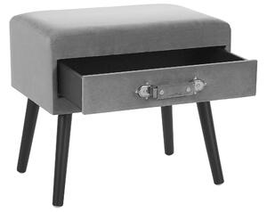 Tavolino con rivestimento in velluto grigio gambe nere valigia 46 x 50 x 35 cm Beliani