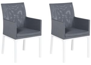Set di 2 sedie da giardino rivestimento in Textilene grigio gambe bianche in alluminio schiuma ad asciugatura rapida Beliani