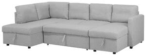 Divano letto ad angolo in tessuto grigio chiaro Soggiorno moderno a forma di U a 5 posti con chaise longue contenitore Beliani