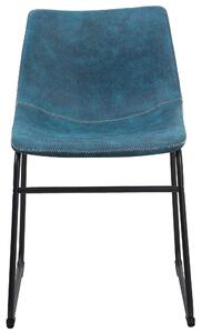 Set di 2 sedie da pranzo tappezzeria in tessuto blu gambe nere stile retrò rustico Beliani