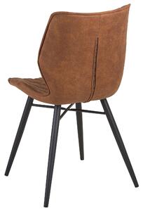 Set di 2 sedie da pranzo con rivestimento in tessuto marrone e gambe in metallo nero stile retrò rustico Beliani