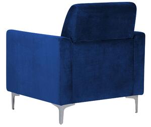 Poltrona in tessuto vellutato di colore blu scuro morbido soggiorno camera da letto design moderno Beliani
