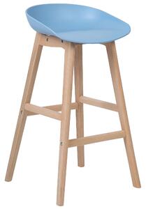 Set di 2 sgabelli da bar in legno chiaro e plastica blu con sedile da 85 cm Beliani