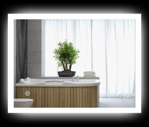 Kleankin Specchio da Bagno con LED Rettangolare 80x60x3cm, Sensori Touch, Anti-Appannamento, 3 Colori di Luce | Aosom