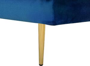 Chaise longue Blu Navy Velluto Imbottito versione sinistra Orientamento Gambe In Metallo Rafforzamento Cuscino Design Moderno Beliani