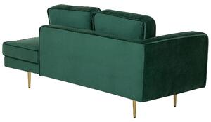 Chaise longue Velluto Verde Smeraldo Imbottito Orientamento versione sinistra Gambe In Metallo Cuscino Design Moderno Beliani