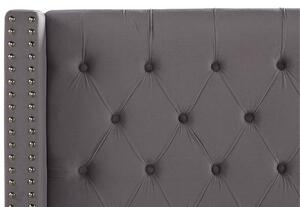 Letto a doghe Velluto grigio imbottito Poggiatesta trapuntato borchie 180 x 200 cm Glam Design Beliani