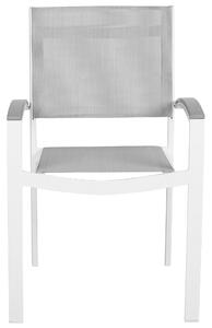 Set di 4 sedie da giardino con struttura in alluminio grigio e bianco resistente agli agenti atmosferici Beliani