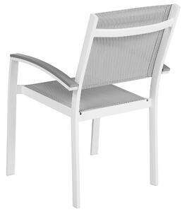 Set di 2 sedie da giardino con struttura in alluminio grigio e bianco resistente agli agenti atmosferici Beliani