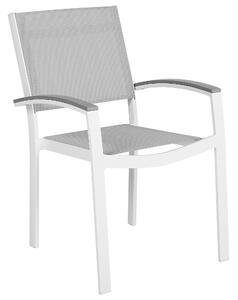 Set di 2 sedie da giardino con struttura in alluminio grigio e bianco resistente agli agenti atmosferici Beliani