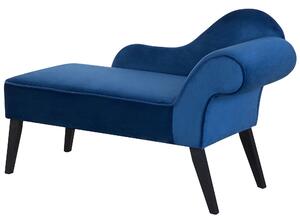 Chaise longue Rivestimento in velluto blu Gambe in legno scuro versione destra Retro Beliani