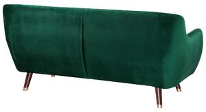 Divano in velluto verde a 3 posti con schienale capitonnè imbottito con gambe in legno Beliani