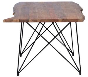 Tavolo da pranzo in legno di acacia scuro 180 x 90 cm 6 posti forcine in acciaio Nero industriale Beliani