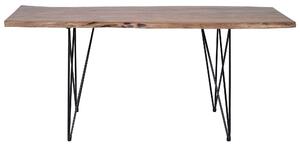 Tavolo da pranzo in legno di acacia scuro 200 x 100 cm 8 posti forcine in acciaio Nero industriale Beliani