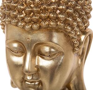 Figura Decorativa in Poliresina Dorata Forma di Buddha 24 x 41 cm Beliani