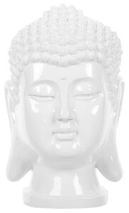 Statuetta decorativa in ceramica bianca testa di Buddha scultura ornamentale stile glamour accessori decorativi Beliani