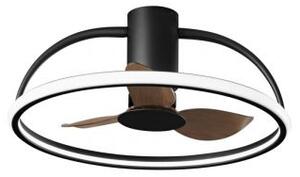 Plafoniera led ventilatore 55w cct 5500 lumen nero con pale legno d