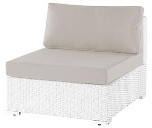 Set di divani da giardino in 2 pezzi bianco con cuscini beige Tavolino da caffè angolare a 5 posti Beliani