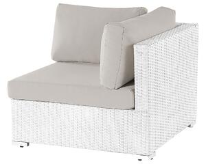 Set di divani da giardino in 2 pezzi bianco con cuscini beige Tavolino da caffè angolare a 5 posti Beliani