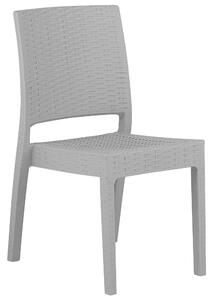 Set di 4 sedie da pranzo da giardino in materiale sintetico grigio chiaro impilabili per esterno minimalista Beliani