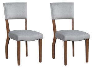 Set di 2 Sedie da Pranzo Moderne in tessuto effetto velluto Imbottite, con Schienale e Gambe in legno, Grigio