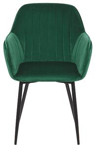 Set di 2 sedie da pranzo Braccioli in velluto verde Gambe in metallo Nero Retro Glam Beliani